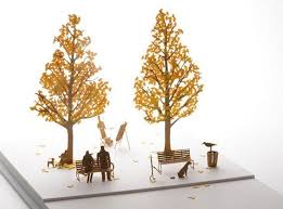 Paper Craft 1 100 Scale Street Park With Gingko Trees By Etsy Architecture Model Street Trees Model Tree