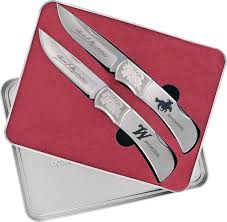 Each set is made from steel and includes the appropriate shellholder, powder measure, load data, plastic storage box and a two year warranty. Winchester Winchester Two Piece Knife Set Knives Multitools G0433