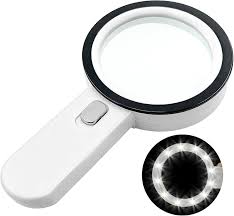 Zeeorymn Magnifying Glass with Lights 12 LED,Ultra-Clear Double-Glass Lens Handheld Magnifying Light,Suitable for elderly reading,medical ...