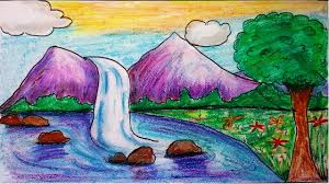 Drawings of river submitted by users. How To Draw River Landscape Scenery Of Mountain Waterfalls Draw Beautiful Mountain Landscape Youtube