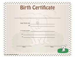 We are #1 best fake novelty birth certificate maker with quick delivery. Birth Certificate For Puppies Printable Certificate