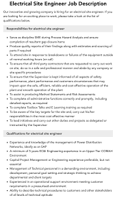 Electrical Site Engineer Job Description | Velvet Jobs