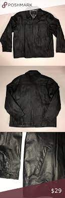 Architect Black Leather Full Zip Jacket Sz Xl Black Leather Coat Fashion Zip Jackets