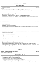 asset administrator resume sample