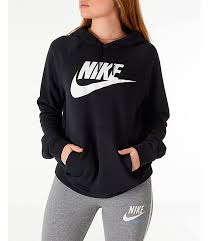 Black And White Sweatshirt Womens Front View Of Women 39 S Nike Sportswear Rally Hoodie In Black Black White Nike Hoodies For Women Nike Shirts Women Women Hoodies Sweatshirts