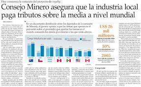 El royalty minero en chile. Diario El Mercurio Proyecto De Ley De Royalty Y Carga Tributaria De La Mineria Consejo Minero