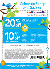 20 Percent Off One Regular Priced Item Or 10 Percent Off One Select Product At Regular Price At Toys R Us Or Babies R Us W Babies R Us Toys R Us