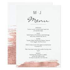 Modern Rose Gold Brushstroke Wedding Menu Card Zazzle Com Wedding Menu Cards Wedding Cards Wedding Menu