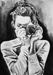 Girl With Camera Id 1 Art Print Girls With Cameras Camera Drawing Art Drawings Sketches Simple
