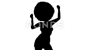 Black And White Dancer Silhouette Black And White Dance Cartoon Dancing Silhouette Afro Woman Black And White Flat Animation Alpha Channel Stock Footage Woman Black White Dancing Afro Women Dance Silhouette Silhouette