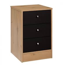 This unique and attractive chest of drawers mixes gorgeous white glass with sleek mirrored edging and legs. Malibu 3 Drawer Bedside Chest Black On Pine 146 6935