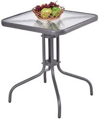 Small Patio Table 24 Inch Square Outdoor Tempered Glass Top Stylish Gray Steel Unbranded Outdoor Table Tops Tempered Glass Table Top Patio Table