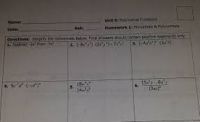 *the enrollment key is math. Solved Name Unit 5 Polynomial Functions Homework 1 Mon Chegg Com