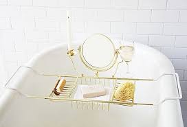 Bathtub caddy with reading rack. You Had Me At Wine Glass Holder Sigh Ultimate Bathtub Caddy Brass On Onekingslane Com Bathtub Caddy Elegant Bath Bath