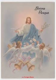 Cartolina Lucida Fg Religiosa Augurale Pasqua Gesu Ulivo Colomba Angeli Campane Cartolina Di Pasqua Pasqua Cartoline