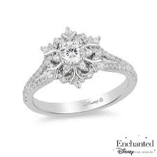Enchanted Disney Elsa 5 8 Ct T W Diamond Snowflake Engagement Ring In 14k White Gold Zales Disney Engagement Rings Snowflake Engagement Ring Princess Engagement Ring