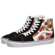 Black And Rose Gold Vans Vans Ua Sk8 Hi Romantic Floral In Black Modesens Vans Vans Shop Vans High Top Sneaker