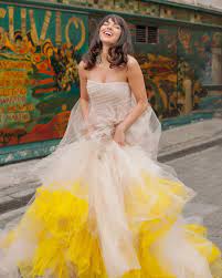 Yellow Color Palette For Your Wedding Camellia Jewelry Yellow Wedding Dress Wedding Dresses Vera Wang Yellow Wedding Inspiration