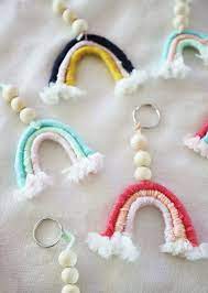 Make Your Own Macrame Rainbow Keychains In Any Color Macrame Diy Rainbow Keychain Rainbow Macrame
