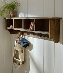 Rough Pine Wall Cubby With Hooks Wall Cubbies Wall Shelf With Hooks Coat Rack Wall