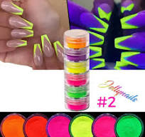 6 fluorescent Neon Pigments powders colors mix glitter nail art.#2 makeup  shadows