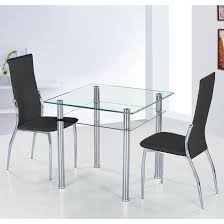 Como Square Clear Glass Dining Table And 2 Black Pisa Chairs Sitting Room Decor Glass Dining Set Glass Dining Table