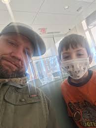 At the ER again with SJ Because he's still hasn't passed the magnet yet  because he has not pop yet Now he's saying Is stomach hurts!!!!