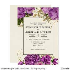 Elegant Purple Gold Floral Ivory Wedding Invite Zazzle Com In 2022 Ivory Wedding Invitations Purple Wedding Invitations Fun Wedding Invitations