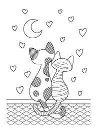 Valentine's day coloring pages are the perfect activity for children when this fun holiday approaches. Vector Doodle Coloring Book Page Cats Sitting On The Roof And Look At The Moon On Hearts Background Print Allposters Com In 2021 Love Coloring Pages Valentine Coloring Pages Valentines Day