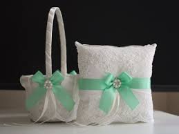 Mint Flower Girl Basket Mint Ring Bearer Pillow Wedding Ring Etsy Mint Wedding Mint Flower Girl Wedding Flower Girl Basket
