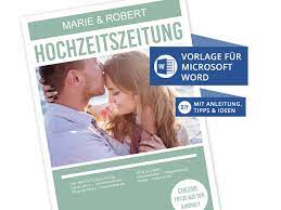 Einfach die passende pixum fotobuch vorlage. Vorlage Hochzeitszeitung Selber Gestalten Mit Word Bonbon Villa