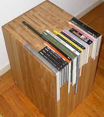 Each book is approximately 26.7x17.5x4.2cm in size and are customized with vinyl. A Custom Side Table With A Custom Bookshelf