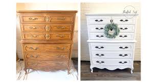 Diy White Painted Dresser How To Paint Furniture White Thrifted Nest White Painted Furniture White Painted Dressers Paint Dresser Diy