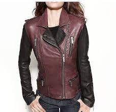 Michael Kors Leather Colorblock Motorcycle Jacket Black Burgundy Siz Pl Nwt 420 Burgundy Leather Jacket Burgundy Jacket Outfit Leather Jacket