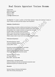 real estate appraiser trainee resume