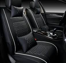 100 Car Seat Covers Black White Padded Quilted Leather P U 7 Piece Full Set In 2020 Leather Seat Covers Car Seats Car Seat Protector