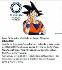 Así es, goku es el nuevo embajador oficial de los juegos olímpicos 2020. Tokyo 2020 Goku Embajador Oficial De Los Juegos Olimpicos Tokio 2020 Aparte De Los Ya Confirmados En El Video De Presentacion De Tokio 2020 Tambien Se Suman Serena De Sailor Moon Naruto