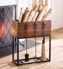 P Our Unique Allegheny Raised Wood Storage Box With Fireplace Tools Will Raise Your Expectations For In 2020 Fireplace Accessories Wood Storage Box Fireplace Tool Set