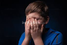 There are simple tricks for short white hair. White Teenage Boy With Light Brown Hair In A Blue Sports T Shirt Covering His Face With Two Hands On Isolated Background Indivstock