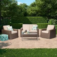 Threshold Heatherstone Wicker 4 Piece Patio Conversation Furniture Set Patio Furniture Collection