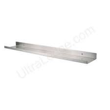 Stacked stainless steel floating shelves are mounted to white horizontal backsplash tiles beneath a window positioned beside a stainless steel hood. 5ft X 5in Ultraledge Stainless Steel Floating Shelf Picture Ledge Art Display Ebay
