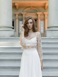 Boho Lace Bridal Top Sheer Ivory 3 4 Sleeve Wedding Topper Vintage Chantilly Lace Wedding Cover Up Lace Wedding Bolero Dena Topper Bridal Tops Wedding Cap Sleeves Dress Topper