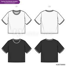 Black And White Crop Top Clipart Croptop Teeshirt Fashion Flat Technical Drawing Template