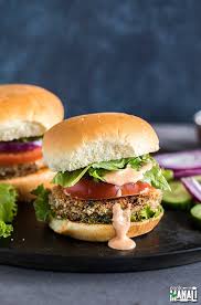 Vegetarian Burger With Lettuce Tomato And A Dripping Burger Sauce Vegetarian Burger Vegetable Burger Veggie Burgers Recipe