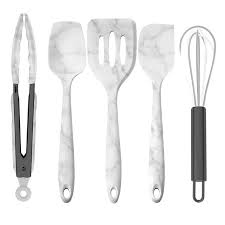 5pc Marble Silicone Set White In 2020 Glass Kitchen Modern Kitchen Tools Gold Kitchen Utensils
