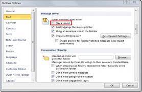 Under feedback options, select or clear the provide feedback with sound checkbox. Outlook 2010 Disable Sound On Mail Alert Notification