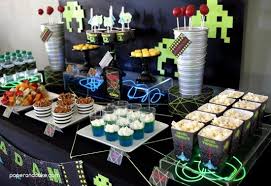 Find these video game birthday party supplies online. Video Game Birthday Party Paper And Cake Video Games Birthday Party Video Games Birthday Birthday Party Desserts