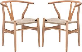 Amazon Com Poly And Bark Weave Modern Wooden Mid Century Dining Chair Hemp Seat Natural Set Of 2 Kitch In 2020 Mid Century Dining Chairs Chair Mid Century Dining
