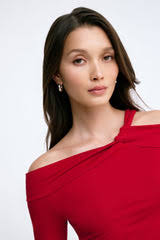 Off-The-Shoulder Black Long Sleeve Blouse- Piper Top