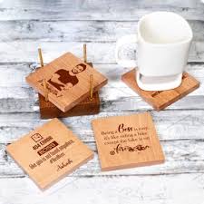 Thoughtful gifts for your boss that'll promote you in their books. Set Of 4 Personalized Wooden Coasters With Holder For Boss S Day